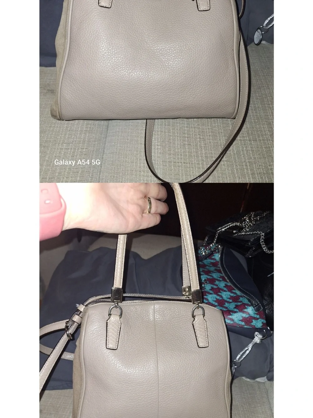 Coach Pebbled Leather Satchel in Light Taupe